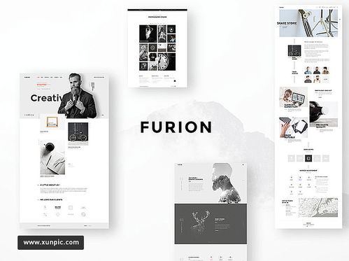 干净时尚现代设计创意工作室摄影机构宣传PSD网页模板Furion 网页设计 网页设计